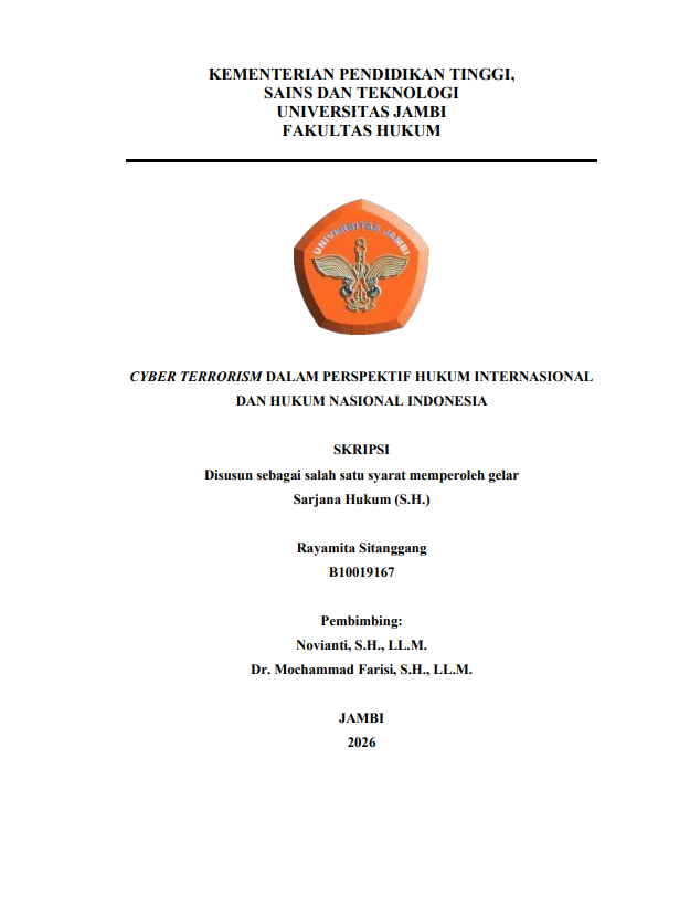 Cover CYBER TERRORISM DALAM PERSPEKTIF HUKUM INTERNASIONAL DAN HUKUM NASIONAL INDONESIA